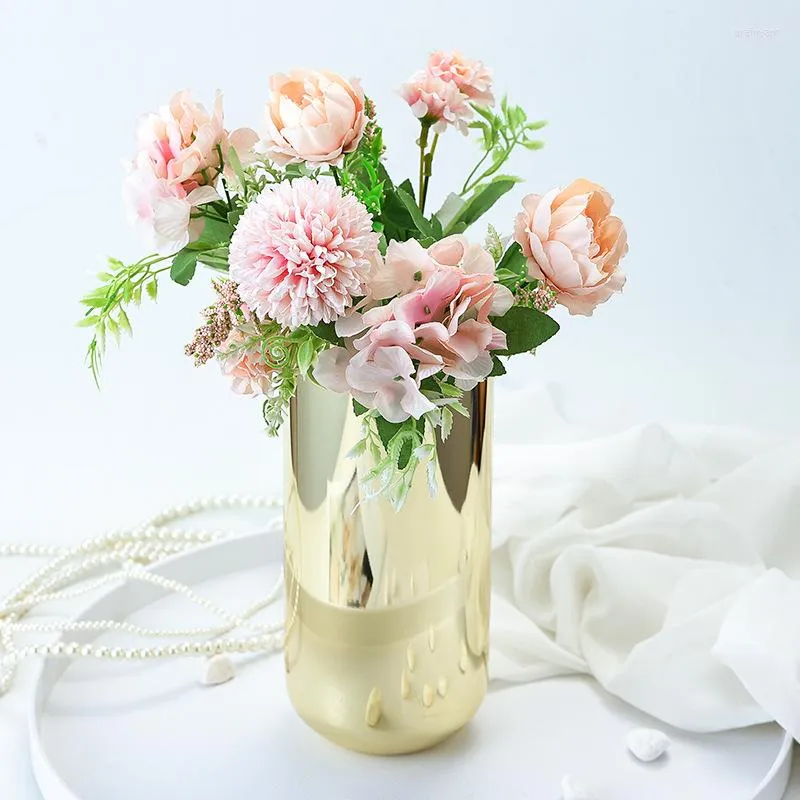 Vasi Nordic Acciaio inossidabile Vaso dorato Tavolino da caffè Desktop Soggiorno Disposizione dei fiori Asciugatrice Ornamenti Decorazioni per la casa