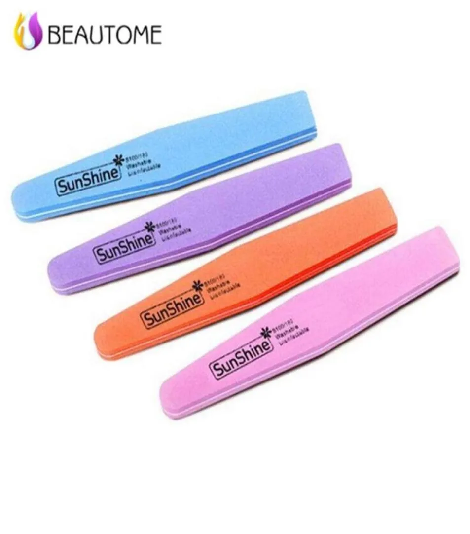 5pcs / lot Beautome Mix Color Sunshine éponge en forme de diamant tampon à ongles lavable 100 180 tampon à ongles pour vernis à doigts207w9523611