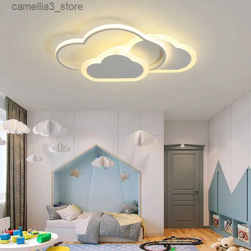 Ceiling Lights Modern Led Ceiling Lamp Creative White Cloud Bedroom Lighting Cartoon Children's Room Kid Read Study Pink Decoration Light Q231120