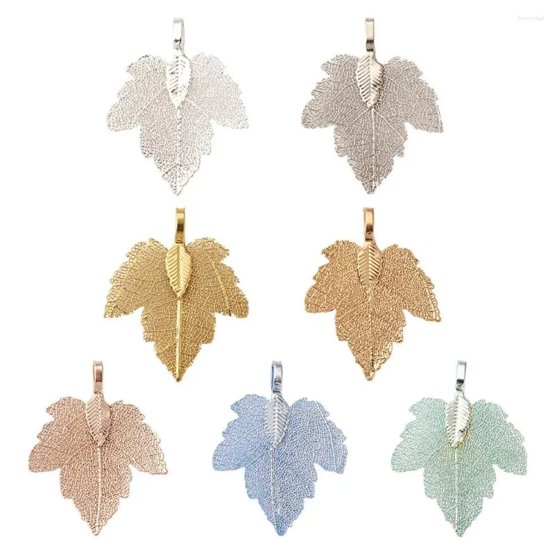 Hänghalsband 14st Natural Leaf Pendants druva Filigreelektroplatta charm för halsband dingle örhängen smycken
