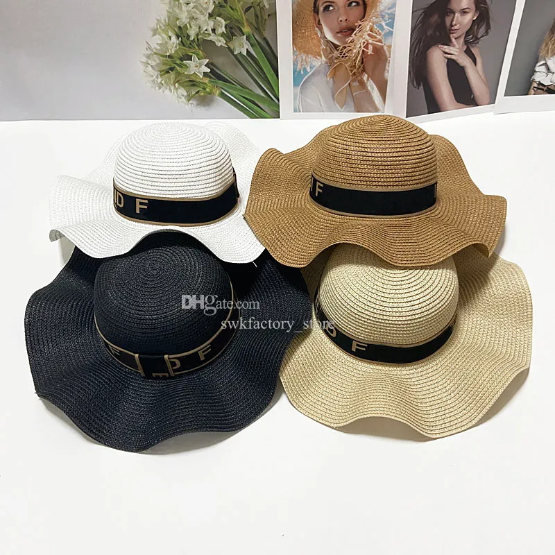 Diseñador para mujer Sombrero de paja con volantes Gorra plana Moda Caballero Gorras Higt Calidad Hombres Mujeres Sombreros para el sol 12 estilos