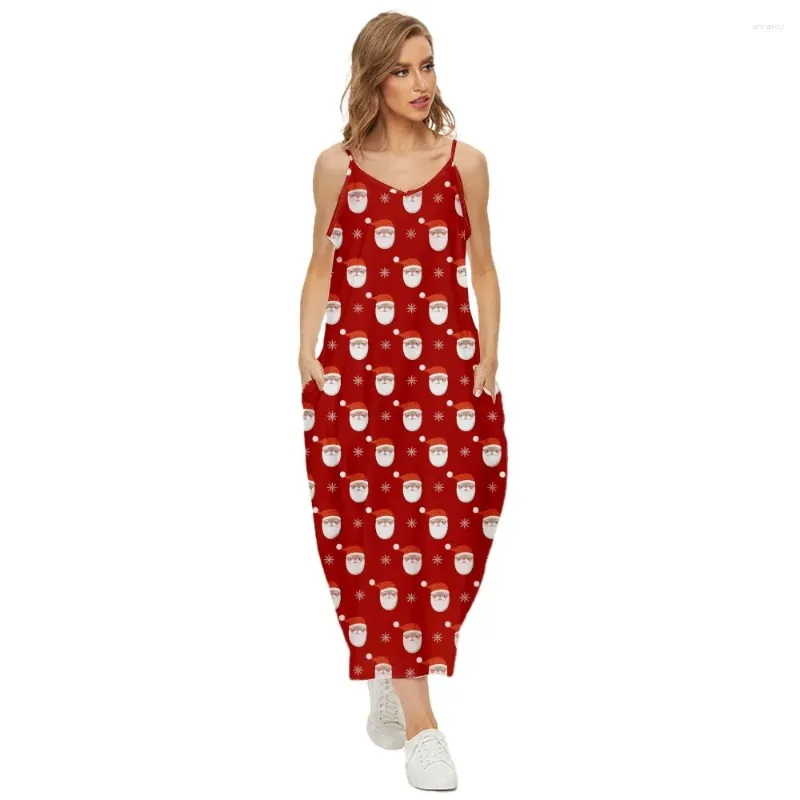 Casual Dresses Dress For Women Halter Neck Summer Christmas Printed Sleeveless Midi Backless Loose Party Sexy Beach Streetwea