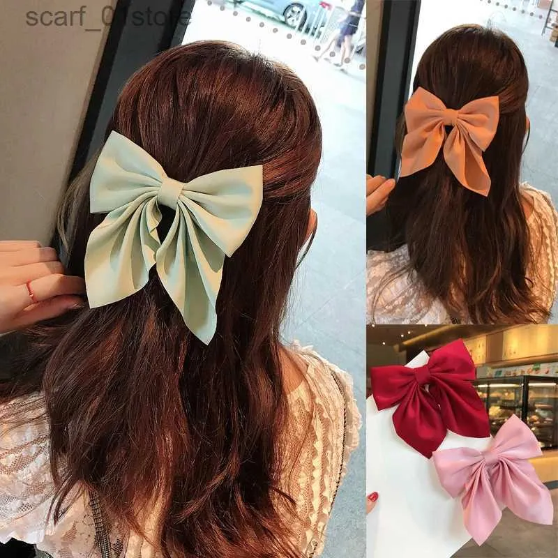 Hair Clips Barrettes Tren Women Floral Large Bow Hairpin Girls Chiffon Bowknot Barrettes Sweet Princess Hair Accessories Elegant Ponytail ClipL231120