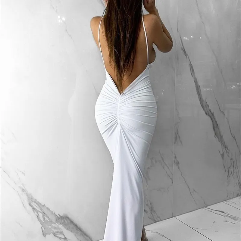Повседневные платья без спины белые макси для женщин с урбапированными русалкой вечерняя v шее шейно