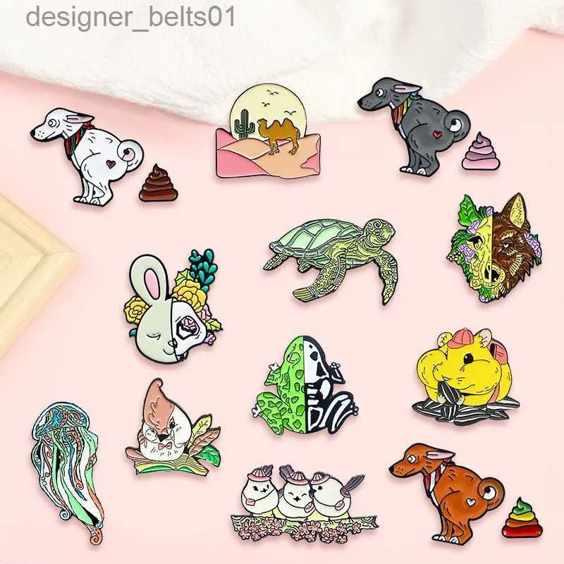 Pins Brooches Creative Tren Cartoon Camel Chipmunk Animal Oil Drop Brooch Pin Denim Bag Gift Men Women Fashion Jewelry Cloth C DecorationL231120