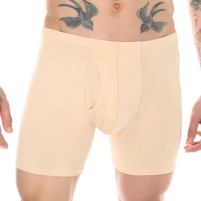 Caleçon Glace Soie Hommes Boxer Briefs Élastique Allongement Résistant À L'usure Jambe Sous-Vêtements Sexy U Convex Poche Shorts Scrotum Culotte