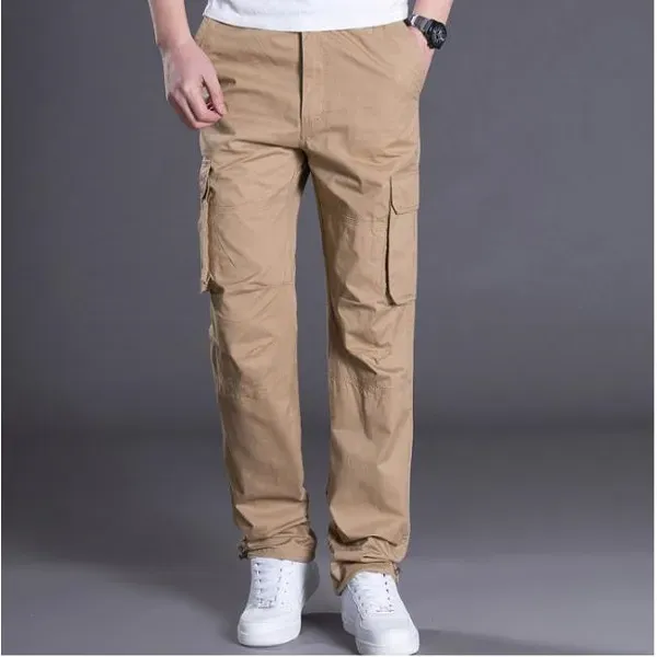 Designer Spring Autumn Cargo Casual Mens Baggy Baggy Coton Colon Male Combat Tactical Pantals Multi Poches