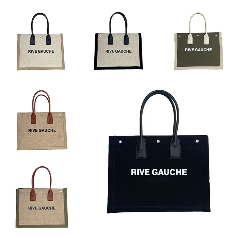 Designer Rive Gauche Beach Tote Bag Dam Handväska Lyx Mode Shopping Handväskor Topp Linne Stora väskor Canvas Reseväska Plånbok Toes