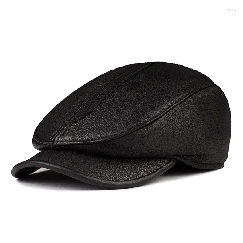 High Quality Real Leather Leather Beret Hat Mens Hat Adjustable