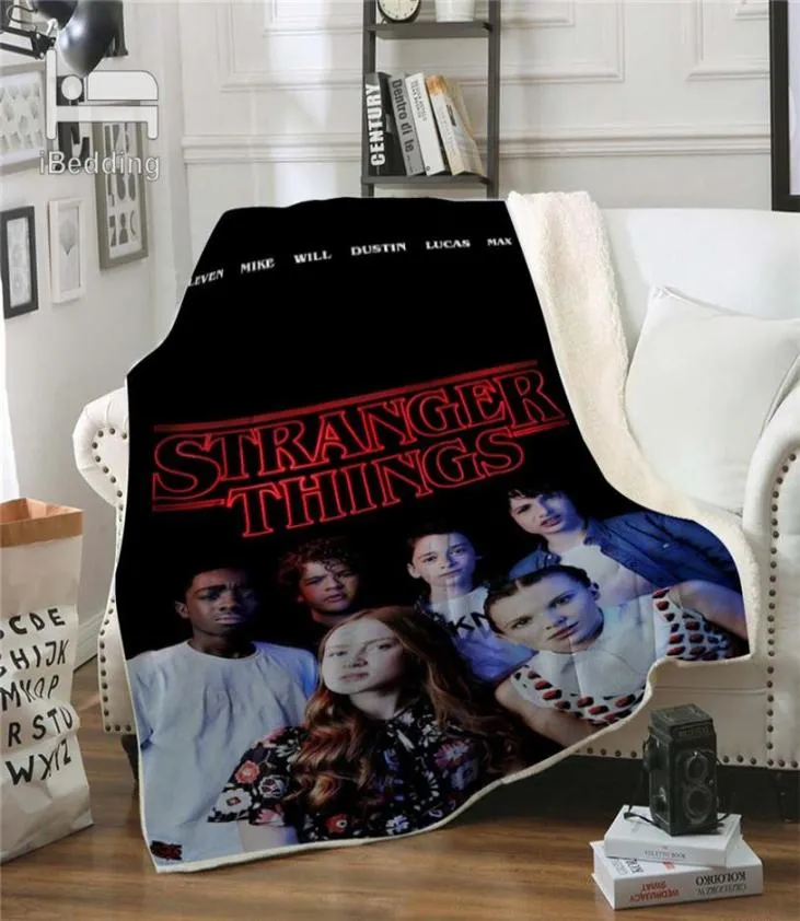 Stranger Things Premium Sherpa Throw Blanket Customizable DIY Psh Thin