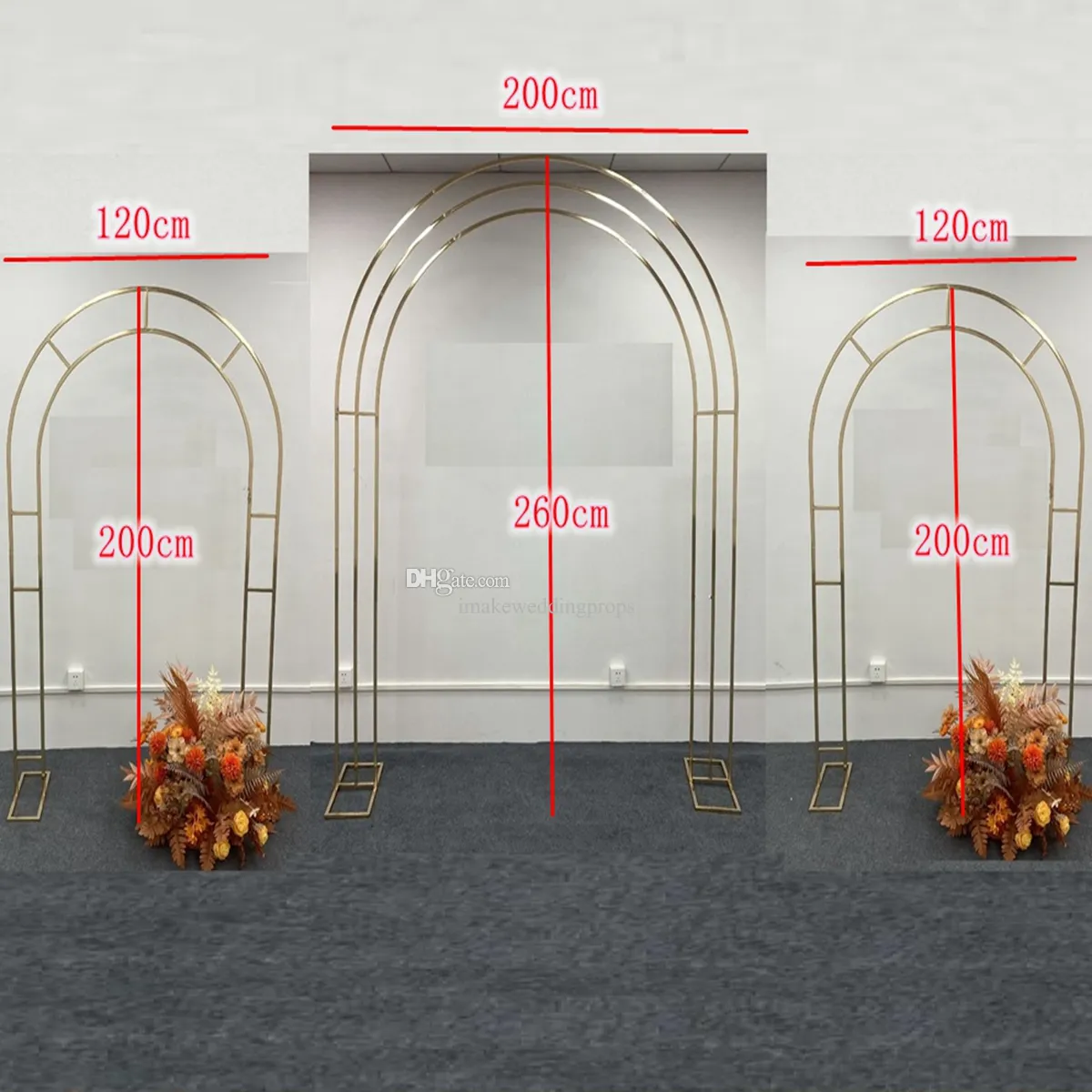 Dekoration 3st glänsande guld stort blommor arrangemang rack utomhus gräsmatta bröllop blommig arch dop födelsedagsfest display stativ ornament imake826