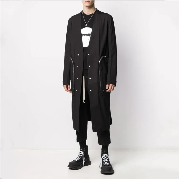 Mélange de laine pour hommes, trench-coat ample et polyvalent, manteau long à manches longues, veste décontractée, S-7X automne, 231118