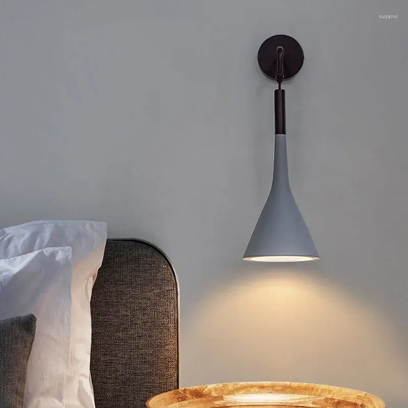 Lampade da parete Nordic Sconce Lampada minimalista multicolore per soggiorno Sala da pranzo Camera da letto Comodino Cucina E27 Lampadina Edison