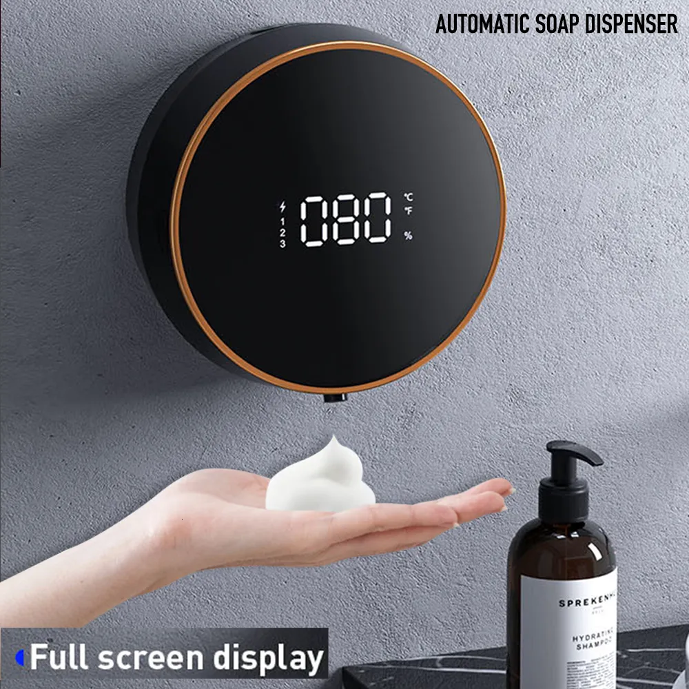 Flytande tvåldispenser väggmontering automatiska skumdispensatorer LED Temperatur Display Electric Touchless infraröd sensor Maskin Dispens 230419