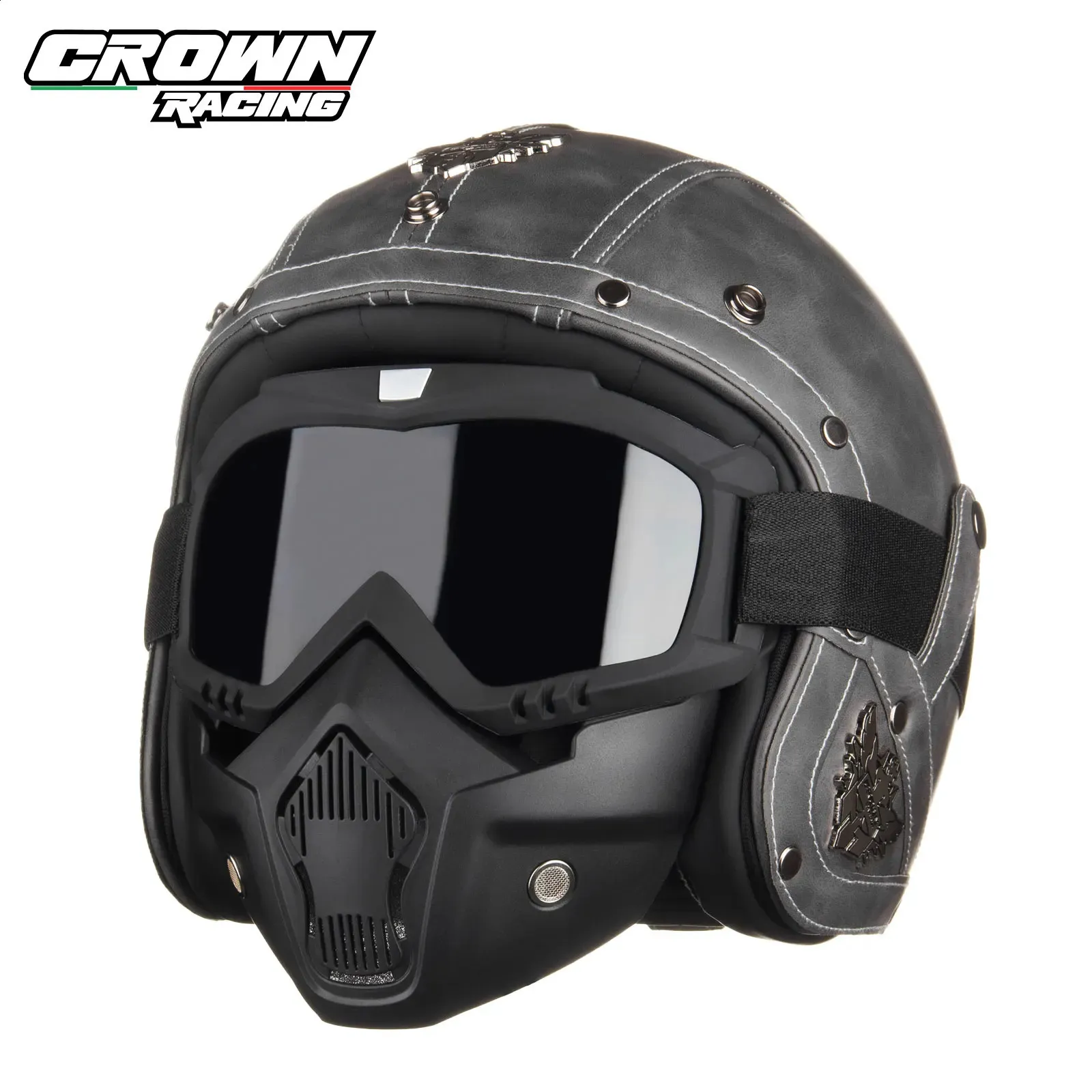 Crown Mens Helmet For Bike Cycling Helmets Crown Racing Retro Motorcycle  Helmet Men's 3/4