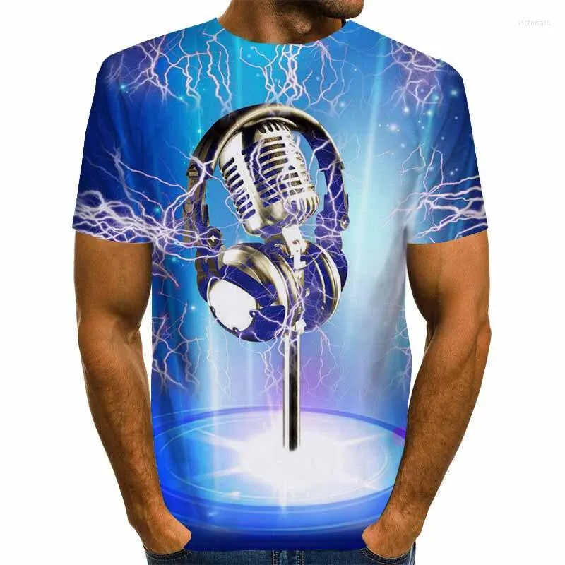 Erkek Tişörtleri Müzik Notları Erkek Üstler Artı Boyut Tees Casual Street Dijital Baskı Erkekler Gömlek Yaz Kısa Kollu 3D 5XL 6XL