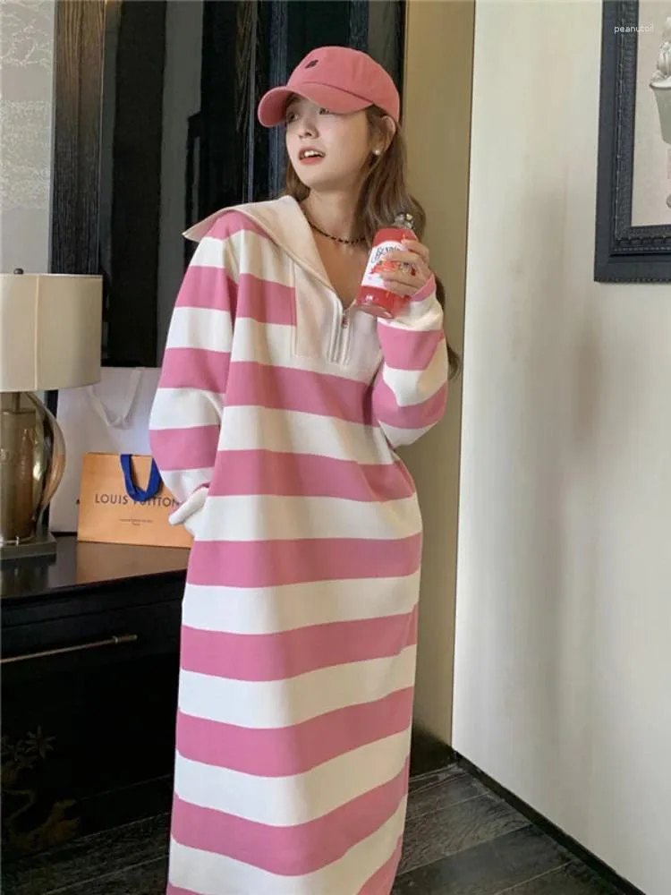 Casual Dresses For Women 2023 Autumn Winter LOOSE Large Size Korean Fashion Versatile Robe Elegant And Pretty Women's