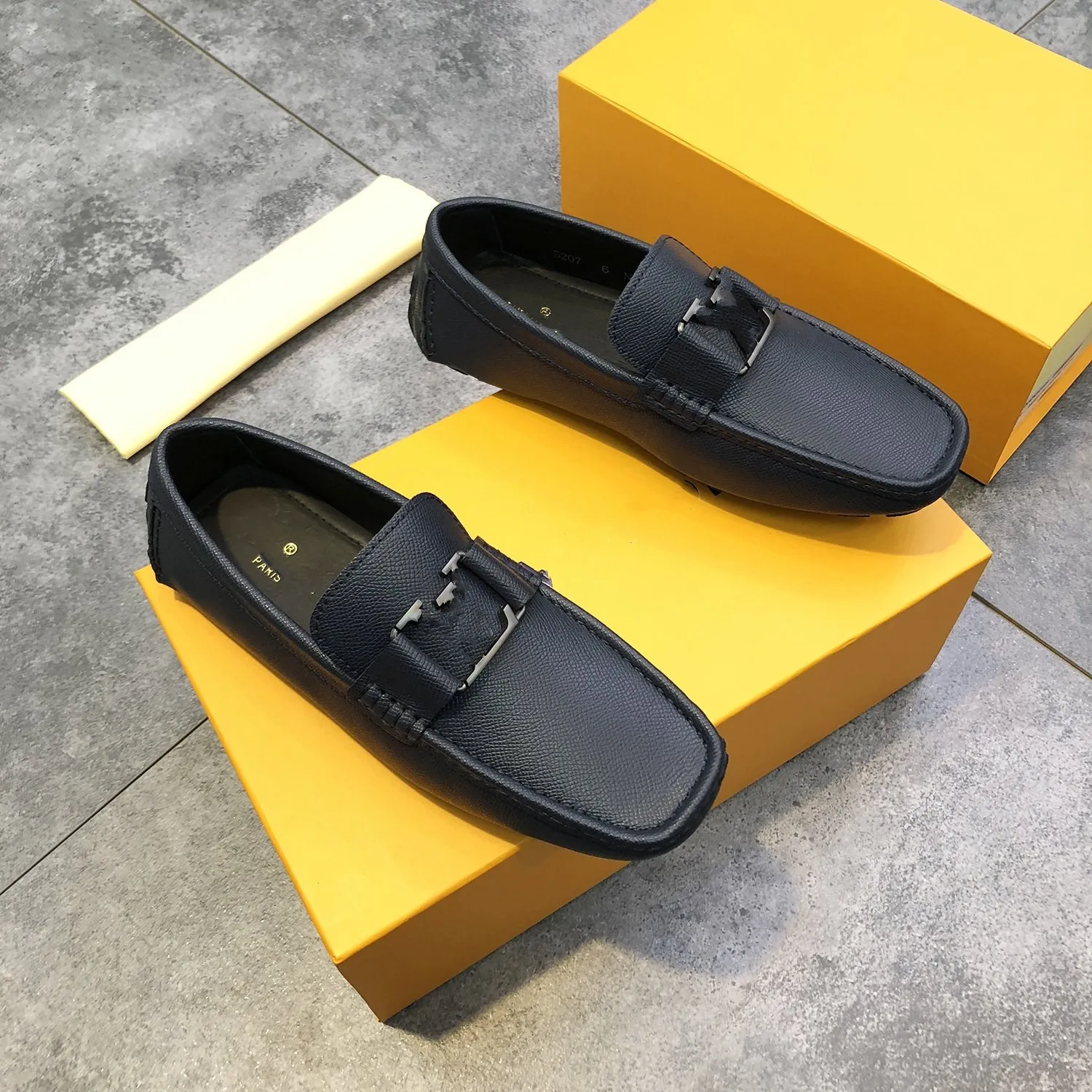 Mocassini In Pelle Vera Maschile Slittamento Traspirato Su Scarpe