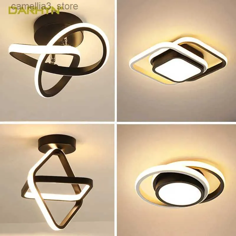 Ceiling Lights Small Modern LED Ceiling Light 2 Rings Creative Design Ceiling Lamp Indoor Lighting Fixtures Hallway Balcony Aisle Office Lustre Q231120