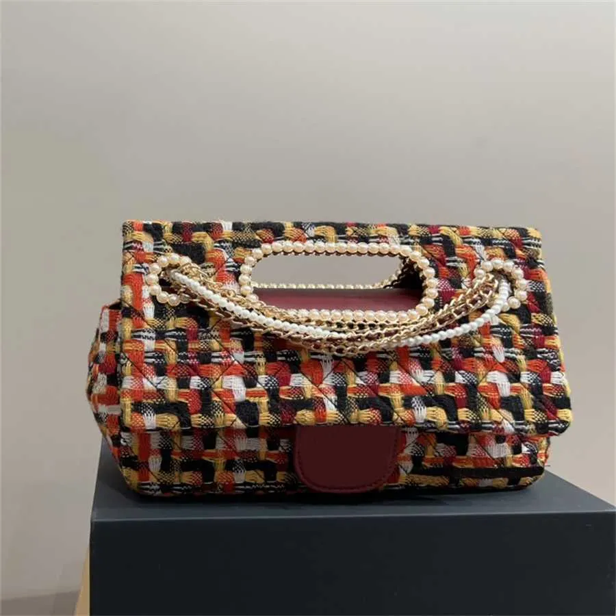 Pérola tweed designer saco diamante treliça bolsa de ombro x carta crossbody sacos senhoras moda corrente cor sólida bolsas bolsas