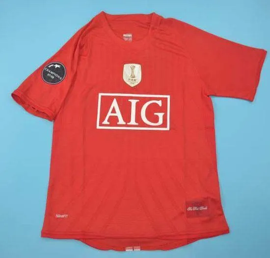 Top 2008 Финал Москва Роналду Ретро Джерси Классик Vintage 08 09 Scholes Vidic Soccer Jersey Roone