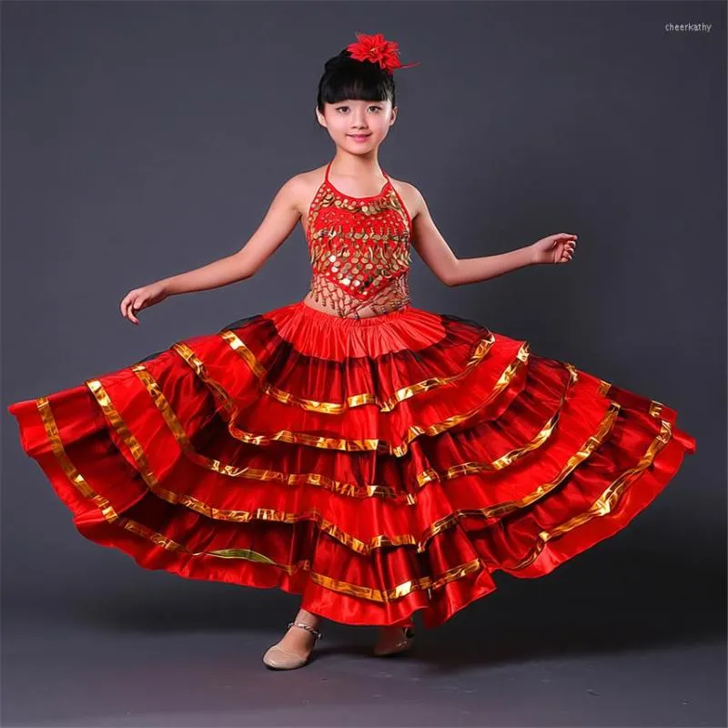 Flamenco Girl Costume Girls Rumba Spanish Dancer Fancy Dress Outfit Kids  Small