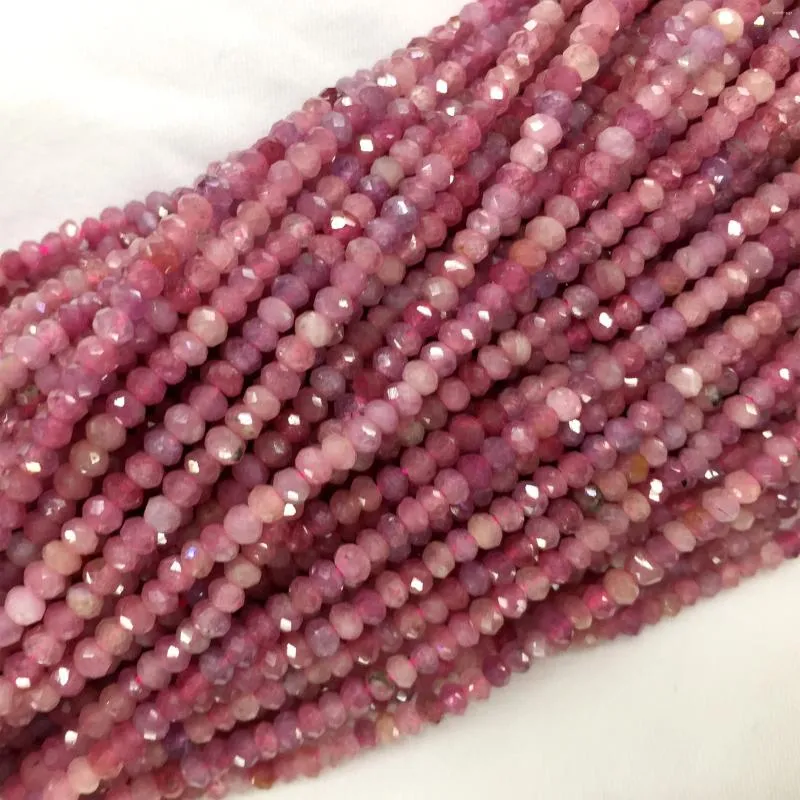 Pierres précieuses en vrac Veemake Naturel Violet Rouge Tanzanie Rubis Coupe à la main Rondelle à facettes Petites perles pour la fabrication de bijoux Collier DIY 06083