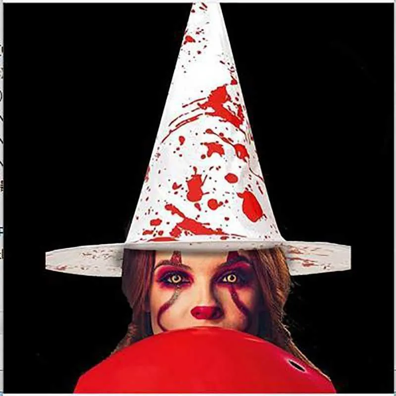 Inverno Halloween Blood Witch Hat Horror Macchiato Prom Travestirsi da Fantasma Cosplay Happy Party Prop Supplies 230920