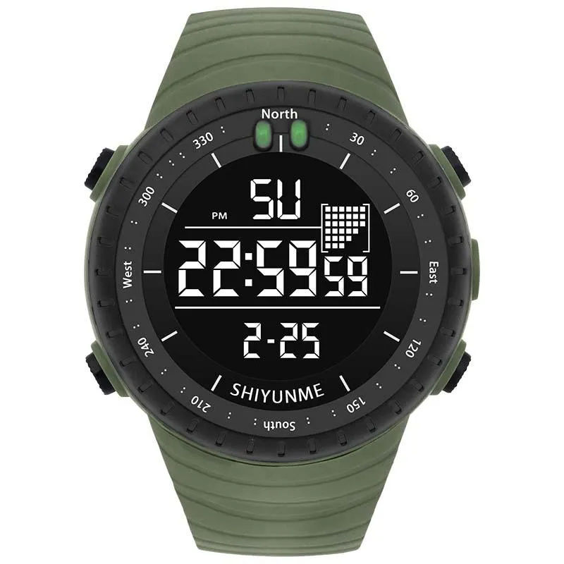 Zegarstka męskie obserwuj wojskowy wodoodpornik Shiyunme Sport Army LED Digital Bredter Stopwatches dla mężczyzn