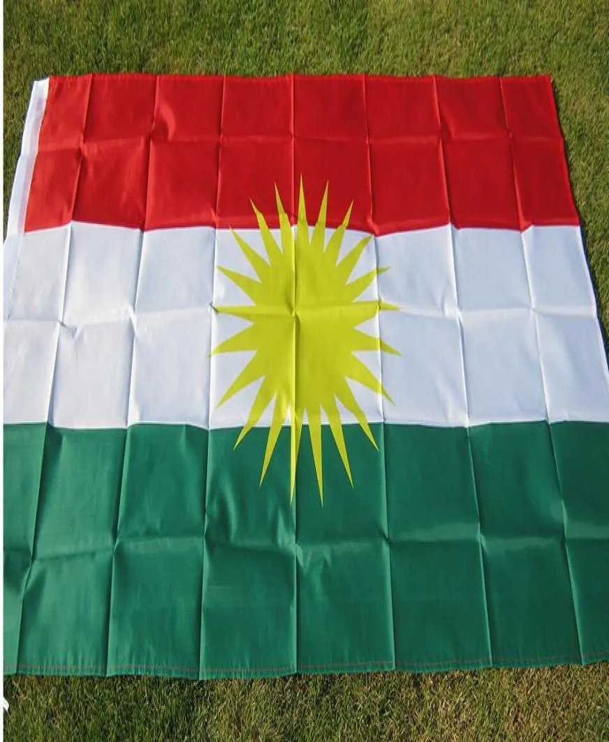 Kurdische Flagge, 90 x 150 cm, Kurdistan-Flagge, Polyester, zum Aufhängen, FBannes, 2 Seiten bedruckt, Heimflagge2753131