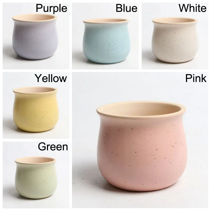 Multicolor Plants Pot Macaron Color Ceramics Flower Pot Mini Indoor Flowers Planting Breathable Pot Home Office Desk Decoration Maceta De Plantas Multicolores