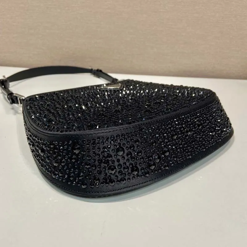 2023 Mantianxing Underarm Bag Satin Handbag Covered with Sparkling Imported Crystal Fashion Women`s Shoulder Bag Trendy Crossbody Bag