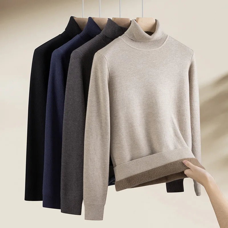 Sweater Tasarımcı Erkekler Kalın Sıcak Sweaters Blugneck Sonbahar Üstleri İnce Fit Kazak Uzun Kollu Erkek Giysileri S M L XXL Toptan