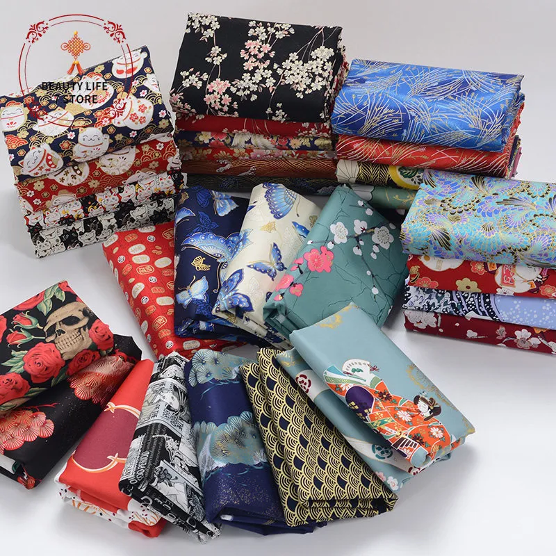 Tyg 100% bomullstyg för klänning Bronzed Japanese Kimono Tyg African Print Fabrics Diy Sying For Hanfu Handmade Material 14548cm 230419