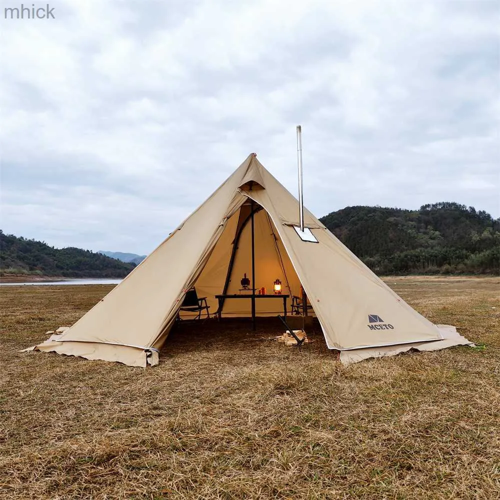 Tentes et abris Mise à jour tente pyramidale surdimensionnée de 5 m avec jupe pare-neige avec cheminée veste extérieure tente camping randonnée auvents abri tipi tipi