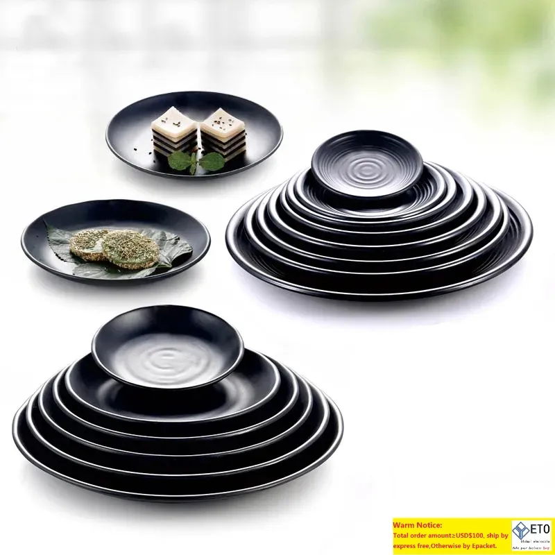 Vajilla de melamina Plato de cena Porcelana de imitacion de escarcha negra Restaurante de moda A5 Platos de melamina Vajilla de melamina al por mayor