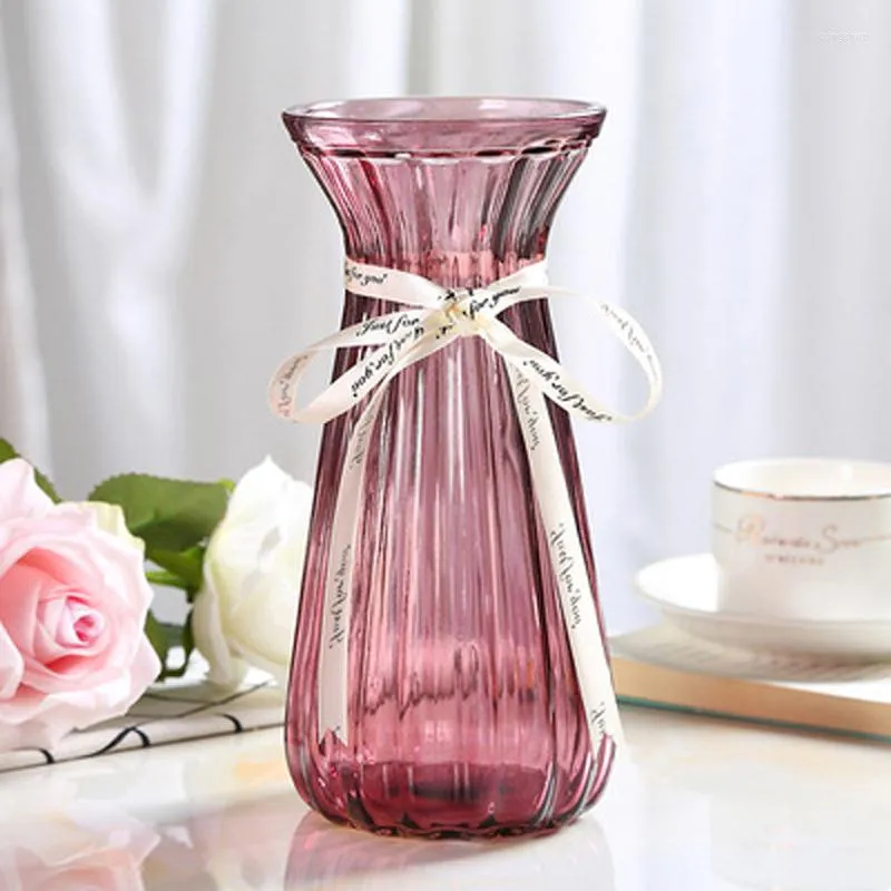 Vaser europeisk stil glas vas transparent kreativ ljus färg hydroponisk vardagsrum dekoration torkad blommor arrangemang