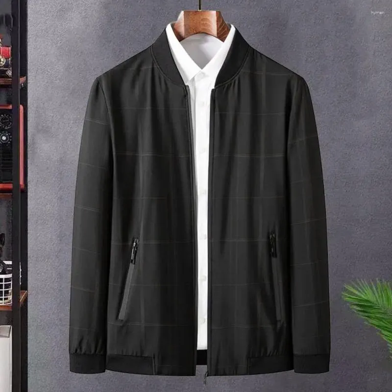 Men's Jackets Men Outerwear Stylish Mid Length Cardigan Smooth Zip Up Closure Stand Collar Loose Fit Fall/winter Coat Winter