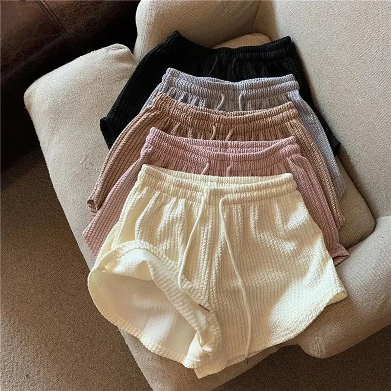 Womens Shorts Women Shorts Summer High Elastic Lace Up Drawstring Wide Leg Sweat Short Fitness Running Shorts Loose Casual Large Sports Pants 230420