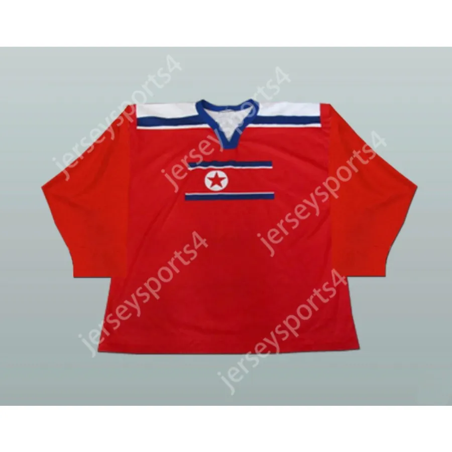 MAGLIA HOCKEY SQUADRA NAZIONALE RED 2 DELLA COREA DEL NORD NUOVA cucitura superiore S-M-L-XL-XXL-3XL-4XL-5XL-6XL