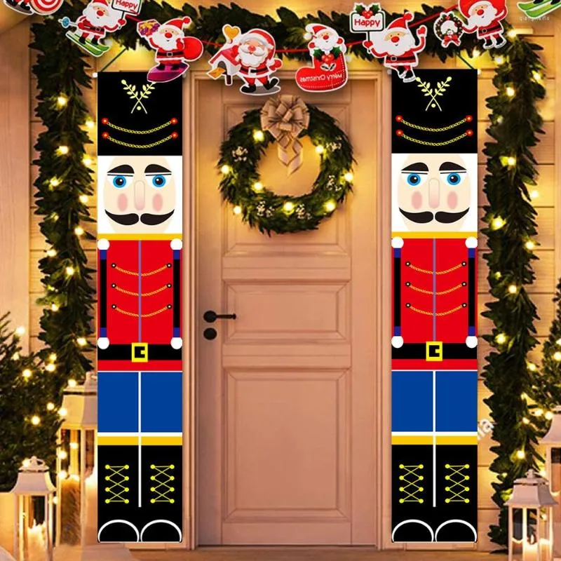 Christmas Decorations Walnut Soldier Door Banner Nutcracker Decoration For Happy Year Outdoor Home Hanging Ornaments Noel Navidad Gifts