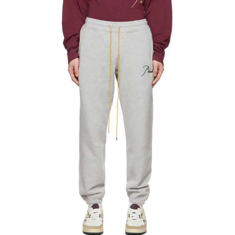 Tasarımcı Giyim Gündelik Pantolon Rhude cadde Trend Marka Erkek Kadın harf nakışı bol spor gündelik büzme ipi Tayt Streetwear Jogging Yapan Pantolon