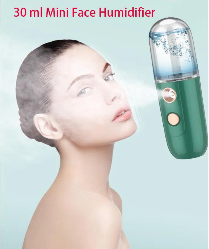 Nano Facial Mister 30 ml Mini Face Fuidifier Portable Facial Sprayer USB uppladdningsbar praktisk hudvårdsmaskin för ansikts fuktande, daglig smink ny
