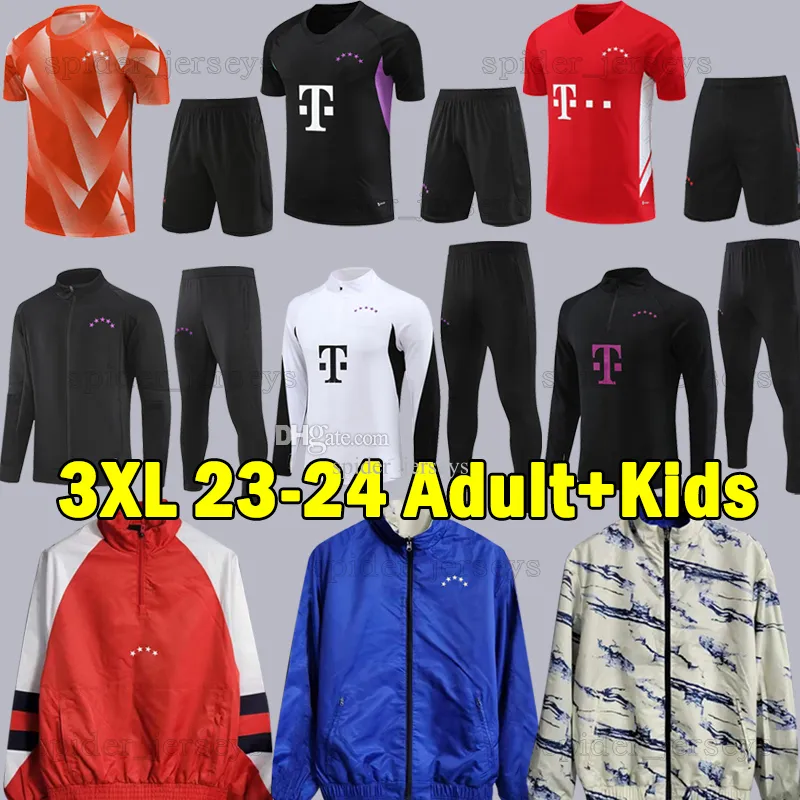 XXXL 23 24 Bayern Soccer Sets uomo bambini tute maglie da calcio con cappuccio manica lunga maglie da calcio trench giacca magliette da calcio 2023 2024 kit da allenamento 3XL