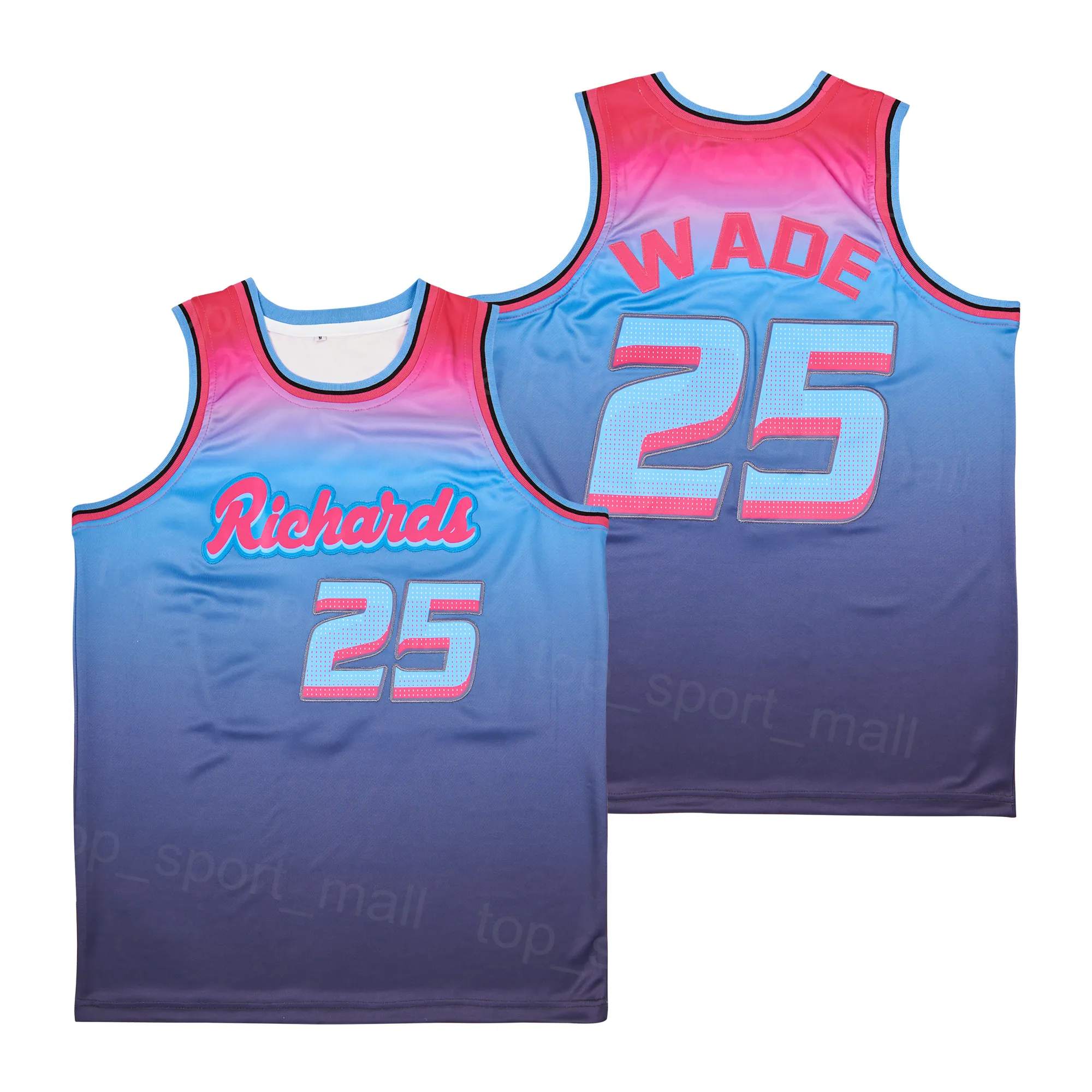 High School Basketball Richards Dwyane Wade Jersey 25 Moive Pull HipHop University pour les fans de sport respirant pur coton tout cousu équipe bleu hommes vente