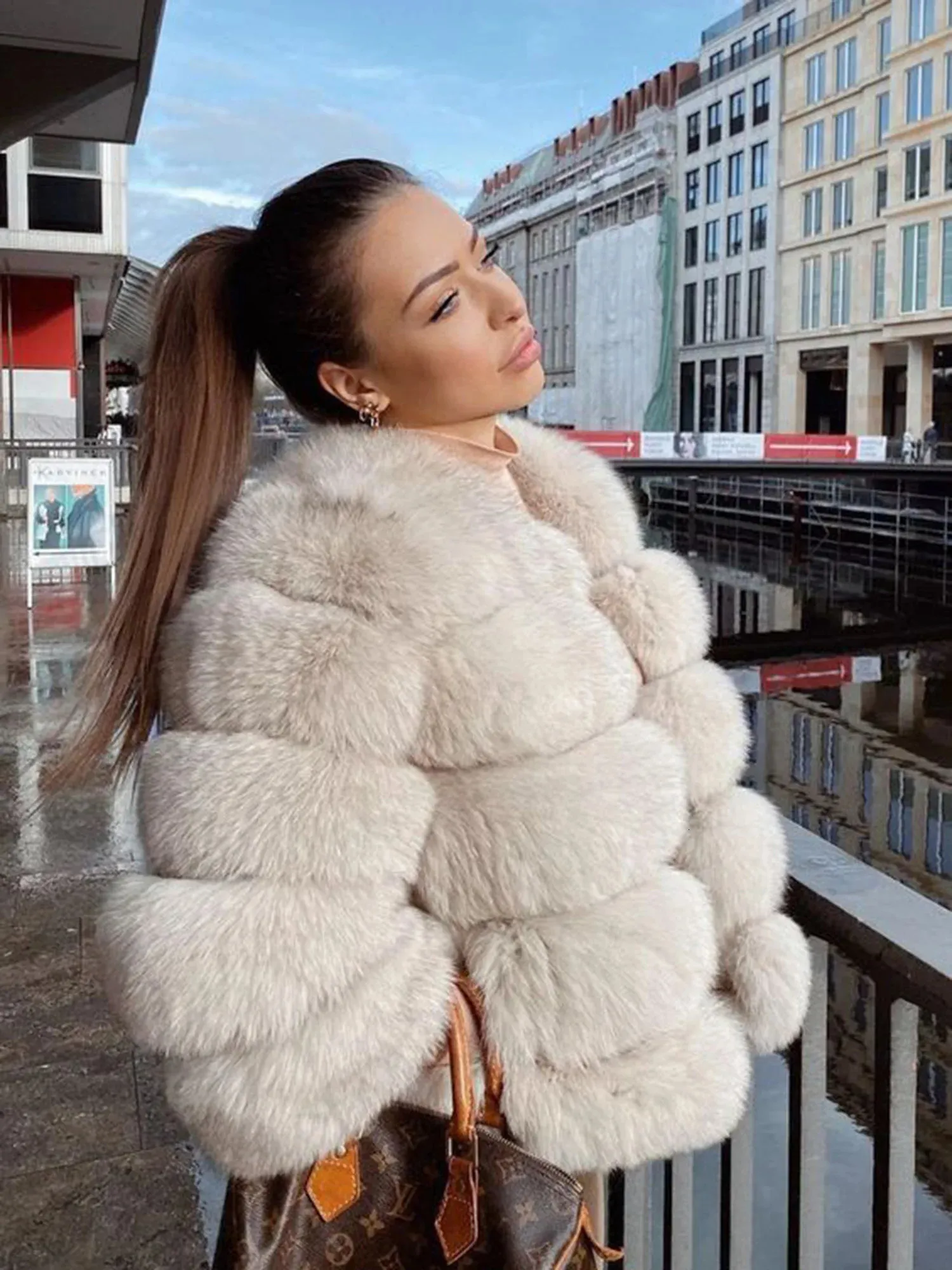 Winter Coats Jackets Faux Fur  Jacket Double Side Fur Woman