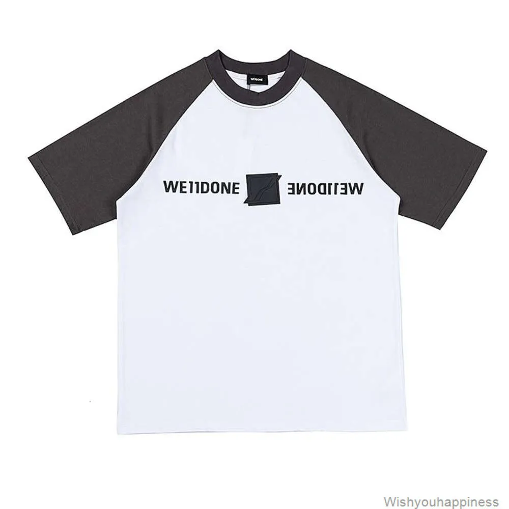 Tees T-shirts Luxe herenontwerper modekleding de juiste versie van We11done T-shirt met korte mouwen en contrasterende letterprint op de schouder Welldone Trendy Br Loos