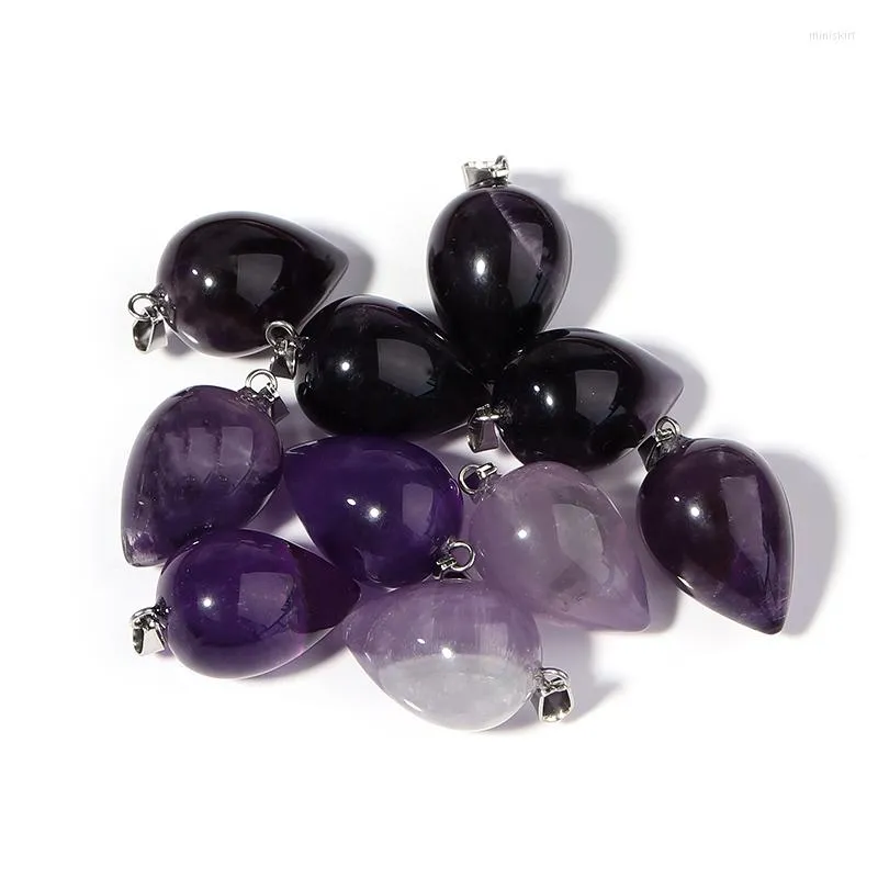 Pendant Necklaces Fashion Natural Amethysts Pendants 26x16mm Waterdrop Shape Charms For Jewelri Making Necklace Accessories