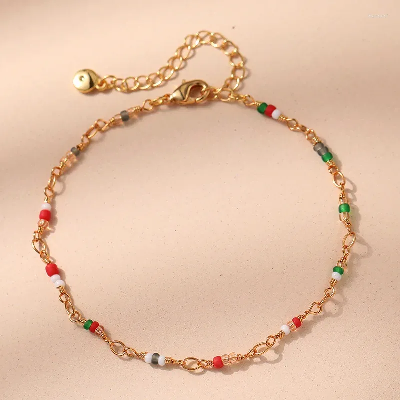 Bracelets à maillons en cuivre plaqué or 18 carats, Style bohème, perles de riz, accessoires, Vintage, haute qualité, bijoux simples