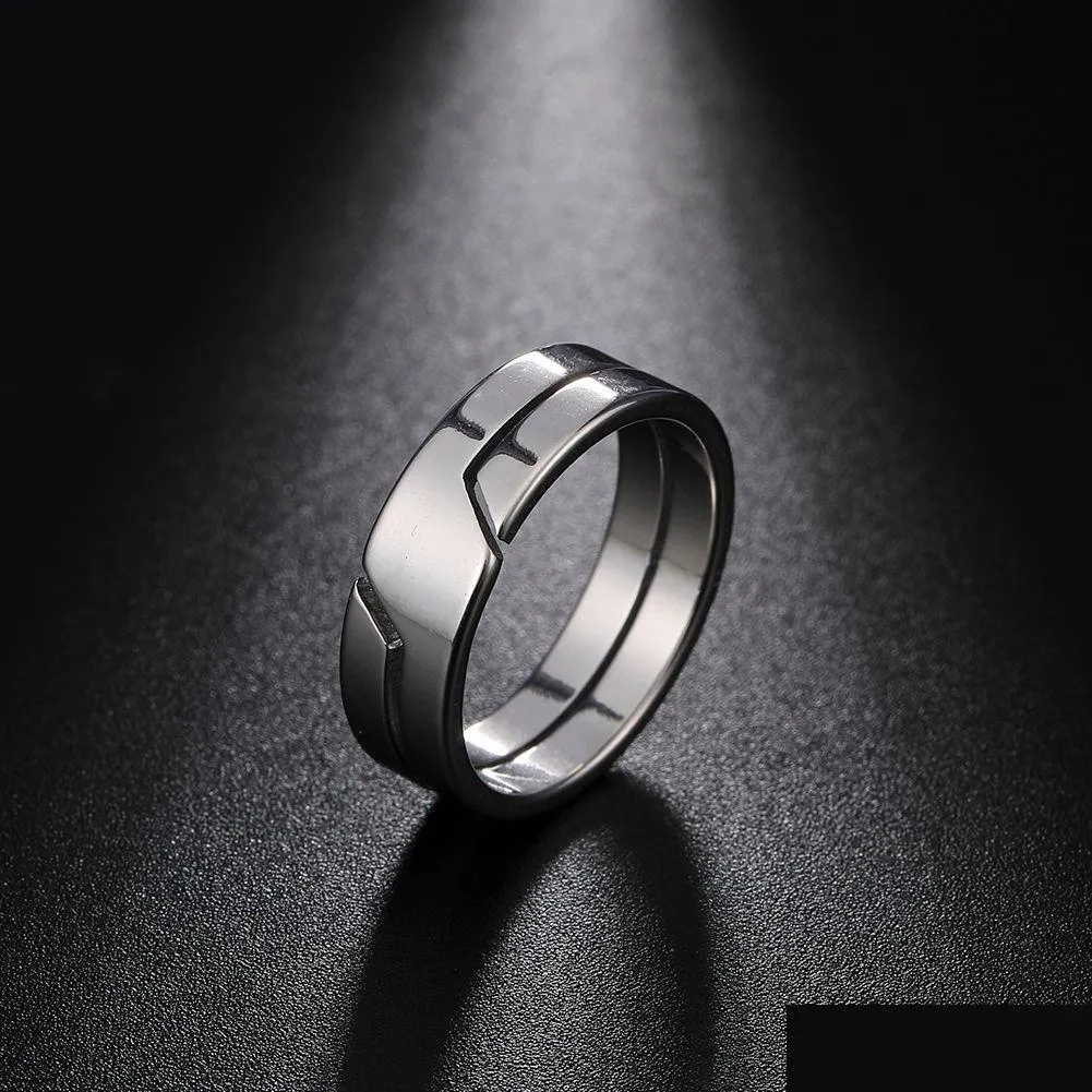 Bandringar mode enkelt rostfritt stål par ring för män kvinnor casual finger ringar smycken engagemang jubileum present dhgarderen oto0i
